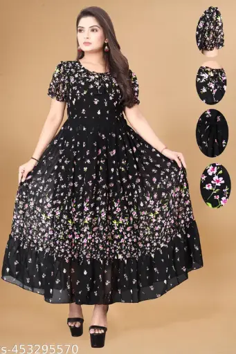 Trendy Designer Maxi Printed Women Dress